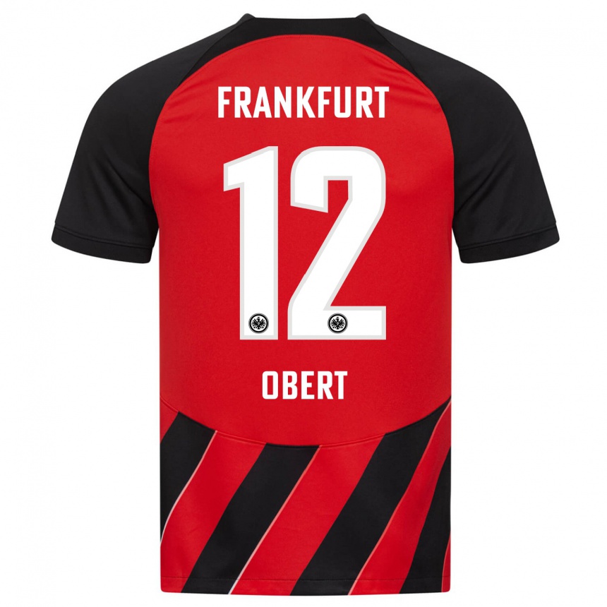 Women Football Yuriy Obert #12 Red Black Home Jersey 2023/24 T-Shirt Canada