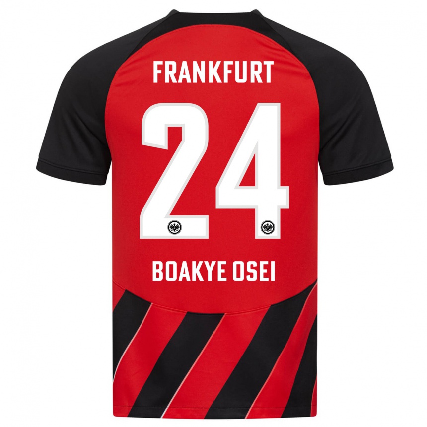 Women Football Derek Boakye-Osei #24 Red Black Home Jersey 2023/24 T-Shirt Canada