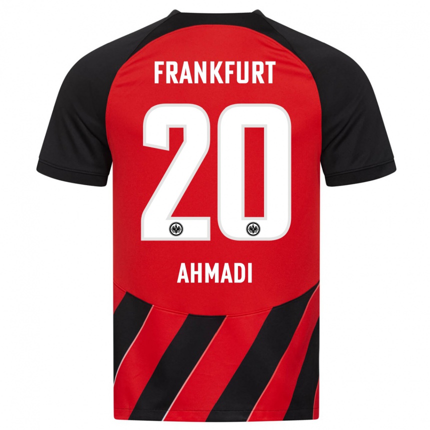 Women Football Shayan Ahmadi #20 Red Black Home Jersey 2023/24 T-Shirt Canada