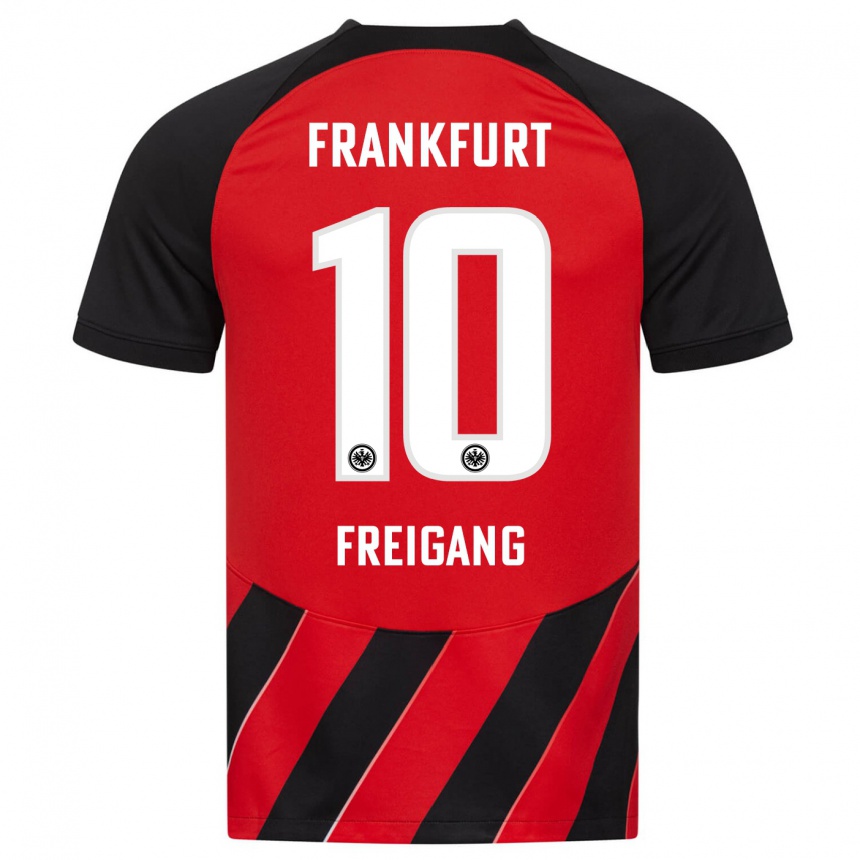 Femme Football Maillot Laura Freigang #10 Rouge Noir Tenues Domicile 2023/24 Canada