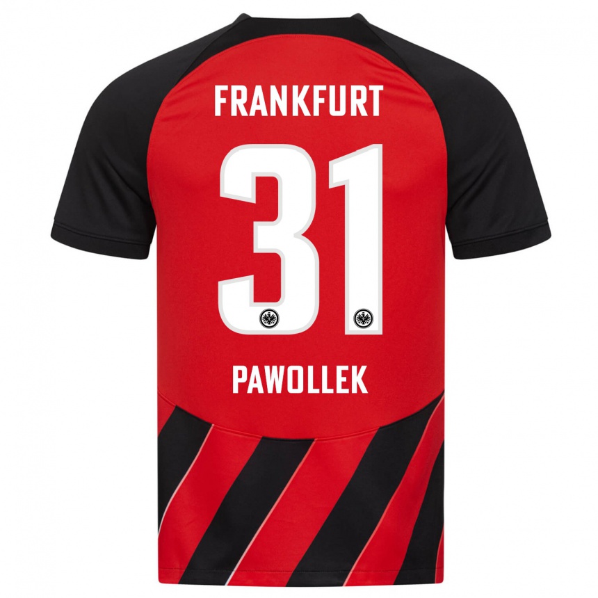 Women Football Tanja Pawollek #31 Red Black Home Jersey 2023/24 T-Shirt Canada