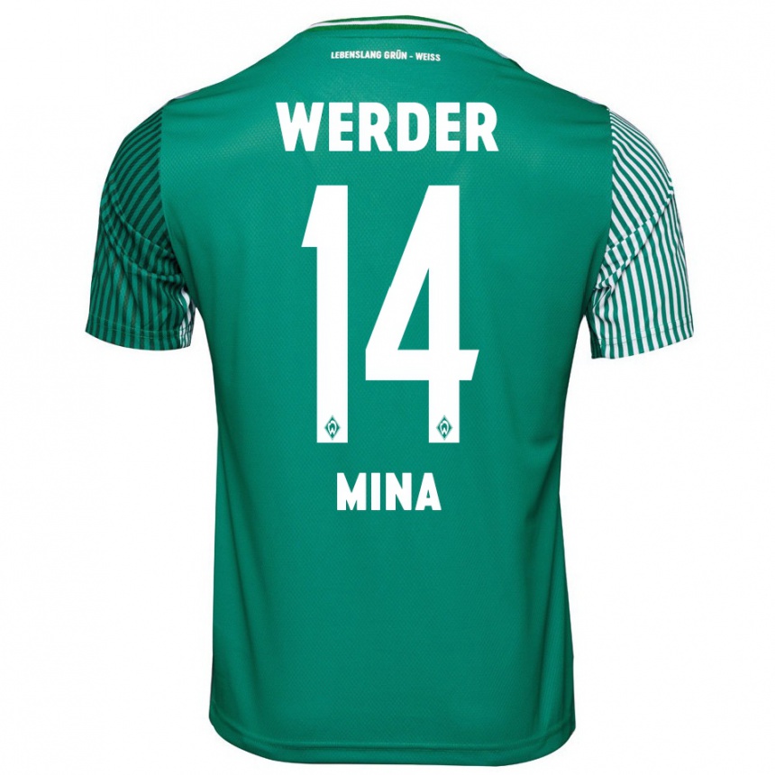 Femme Football Maillot Johan Mina #14 Vert Tenues Domicile 2023/24 Canada