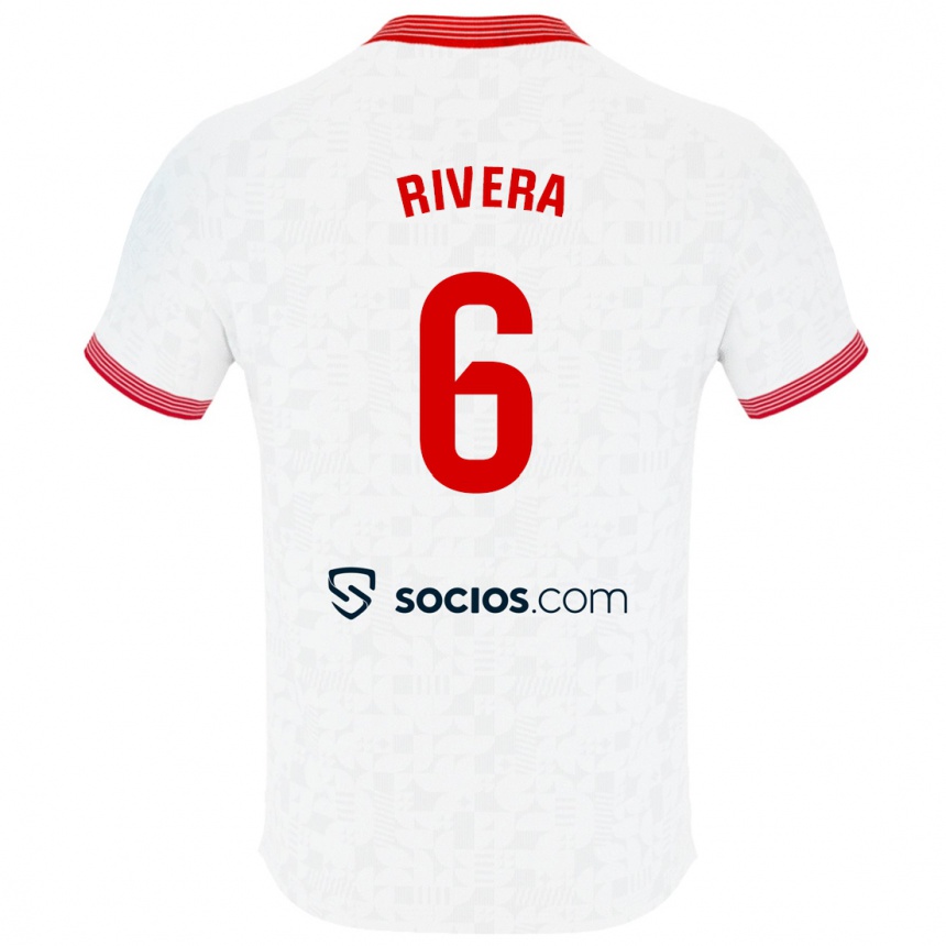 Women Football Pablo Rivera #6 White Home Jersey 2023/24 T-Shirt Canada