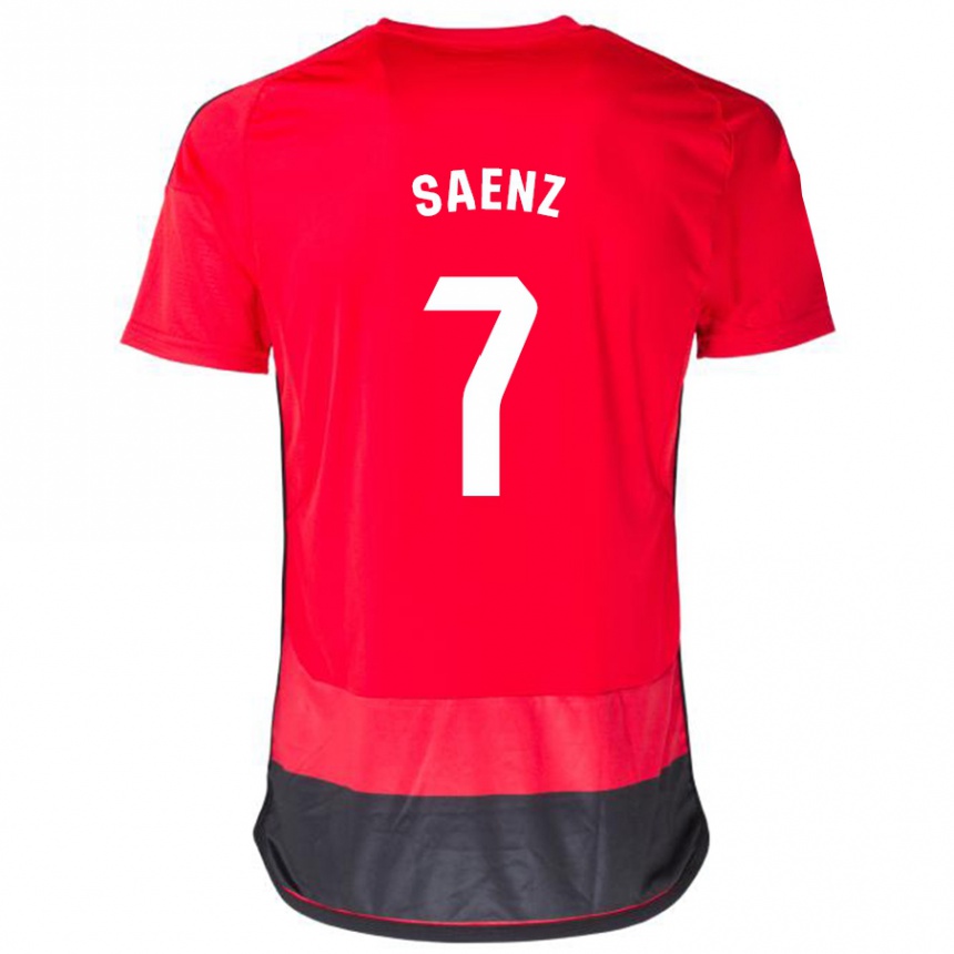 Women Football Raúl Sáenz #7 Red Black Home Jersey 2023/24 T-Shirt Canada