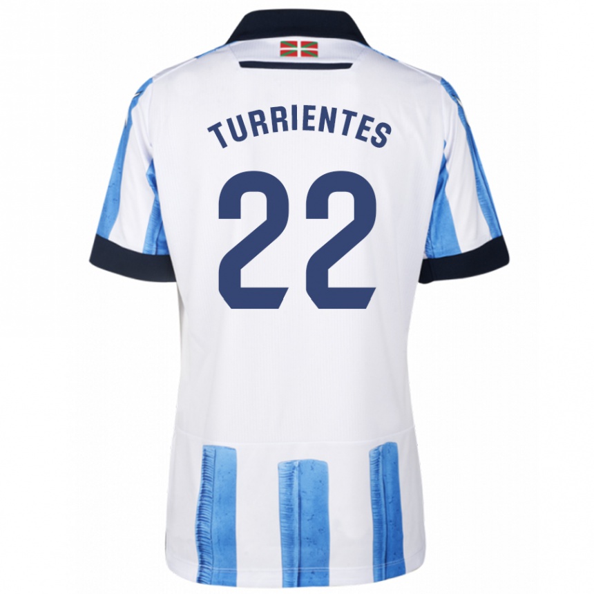 Women Football Beñat Turrientes #22 Blue White Home Jersey 2023/24 T-Shirt Canada