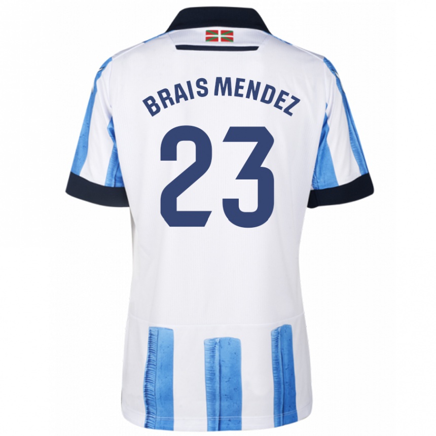 Women Football Brais Méndez #23 Blue White Home Jersey 2023/24 T-Shirt Canada