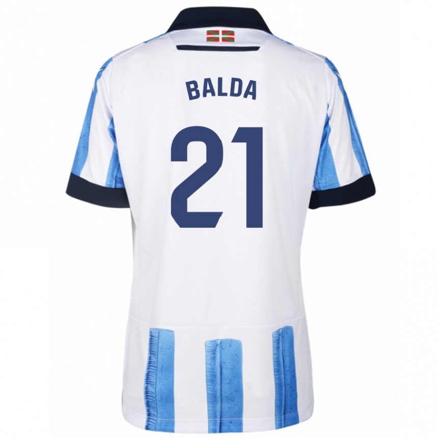 Women Football Jon Balda #21 Blue White Home Jersey 2023/24 T-Shirt Canada