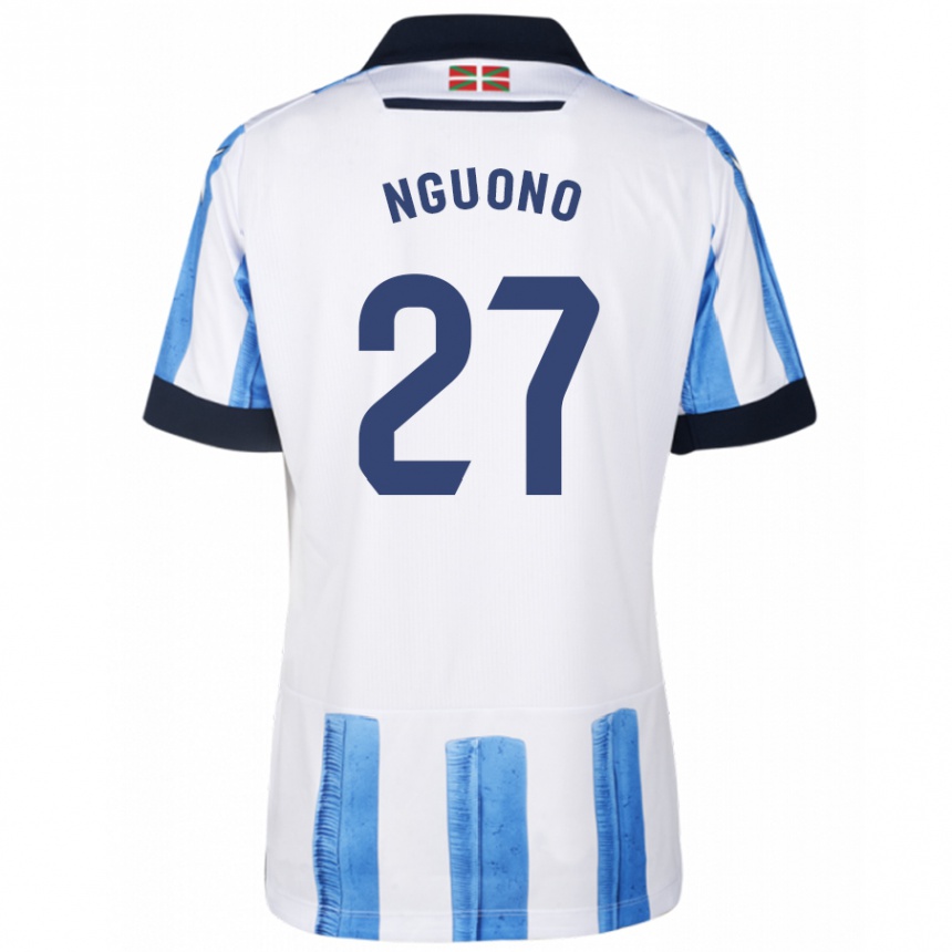 Women Football Job Nguono #27 Blue White Home Jersey 2023/24 T-Shirt Canada