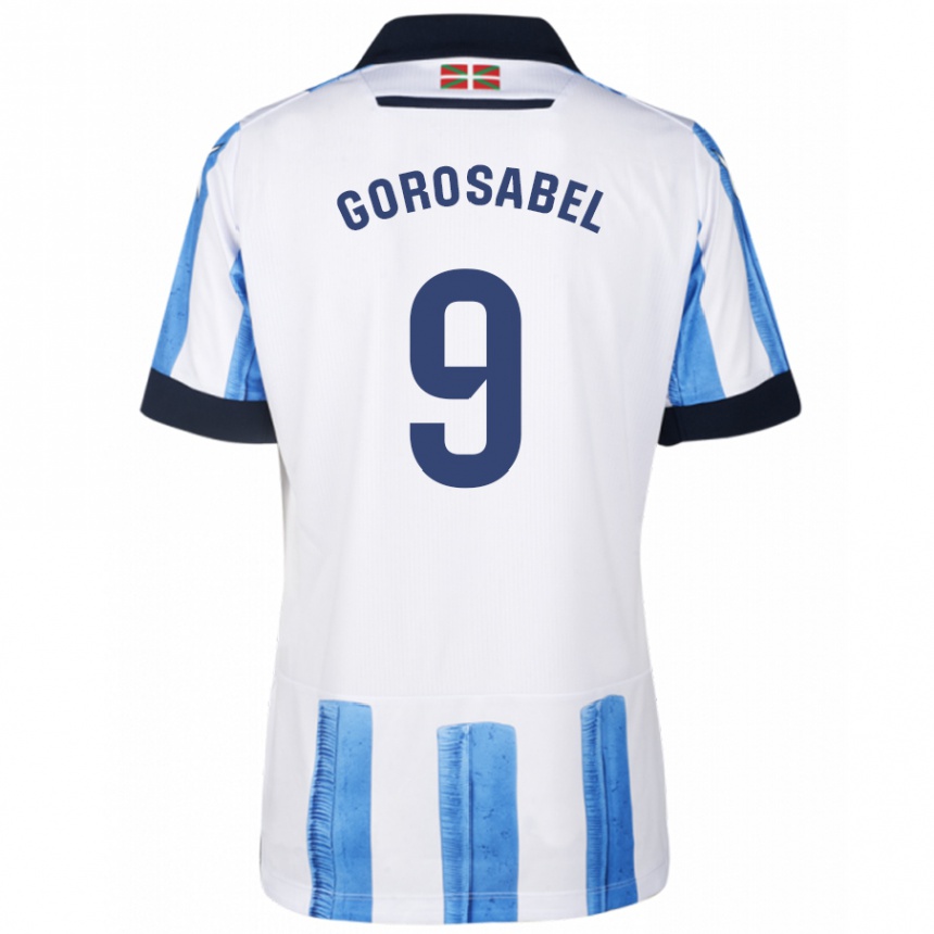 Women Football Jakes Gorosabel #9 Blue White Home Jersey 2023/24 T-Shirt Canada