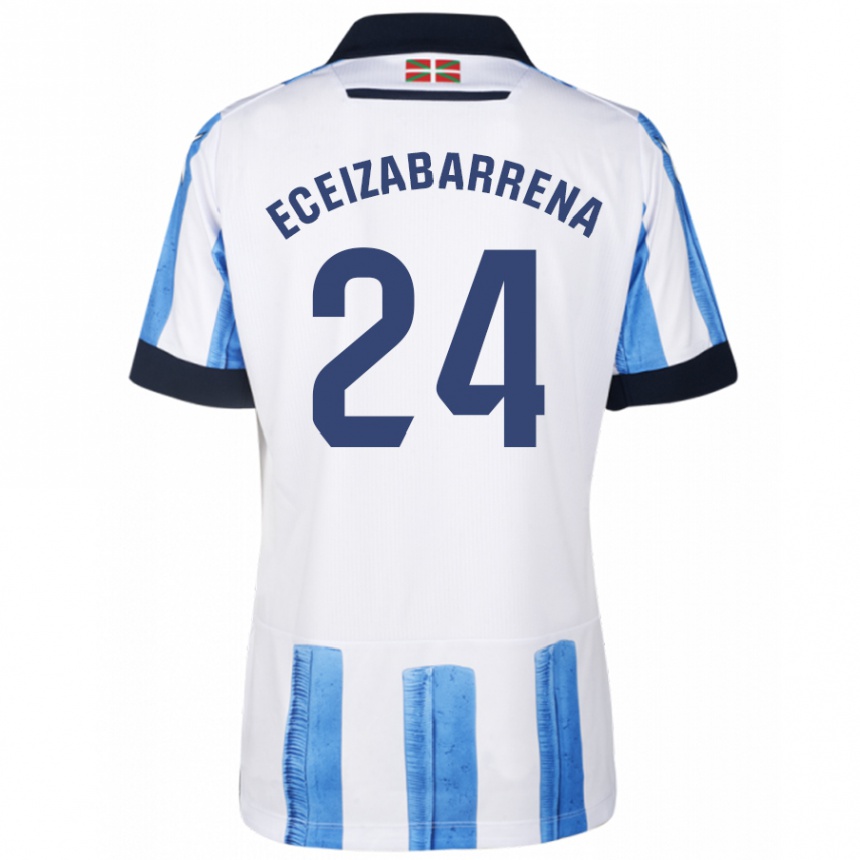 Women Football Jon Eceizabarrena #24 Blue White Home Jersey 2023/24 T-Shirt Canada