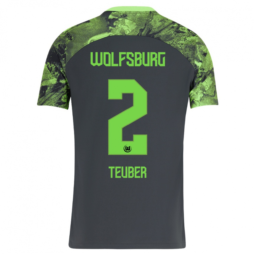 Femme Football Maillot Julius Teuber #2 Gris Foncé Tenues Extérieur 2023/24 Canada