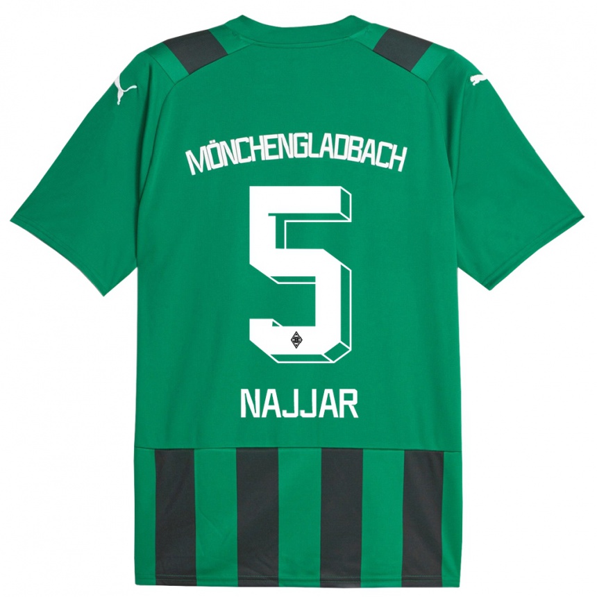 Women Football Jamil Najjar #5 Black Green Away Jersey 2023/24 T-Shirt Canada