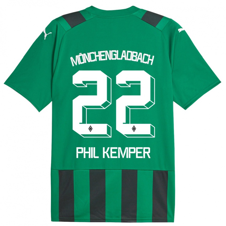 Women Football Phil Kemper #22 Black Green Away Jersey 2023/24 T-Shirt Canada