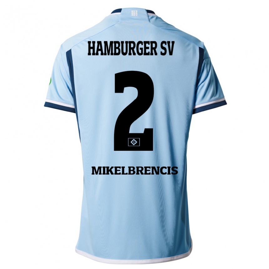 Femme Football Maillot William Mikelbrencis #2 Bleu Tenues Extérieur 2023/24 Canada