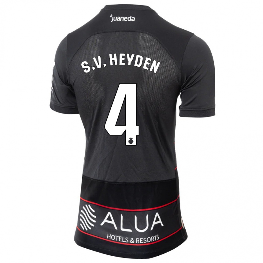 Women Football Siebe Van Der Heyden #4 Black Away Jersey 2023/24 T-Shirt Canada