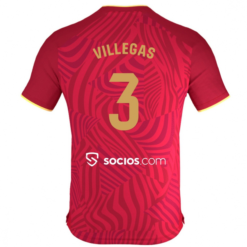 Women Football Juancho Villegas #3 Red Away Jersey 2023/24 T-Shirt Canada