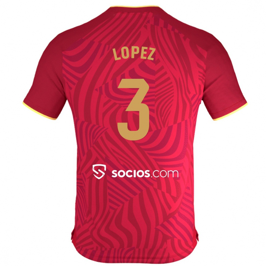 Women Football David López #3 Red Away Jersey 2023/24 T-Shirt Canada