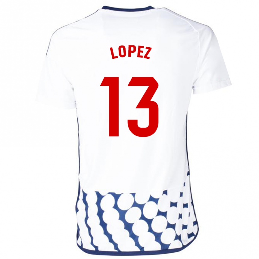 Women Football Luis López #13 White Away Jersey 2023/24 T-Shirt Canada