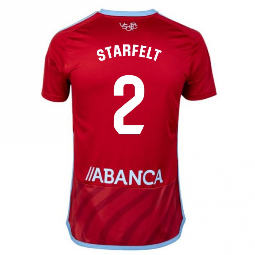 Women Football Carl Starfelt #2 Red Away Jersey 2023/24 T-Shirt Canada