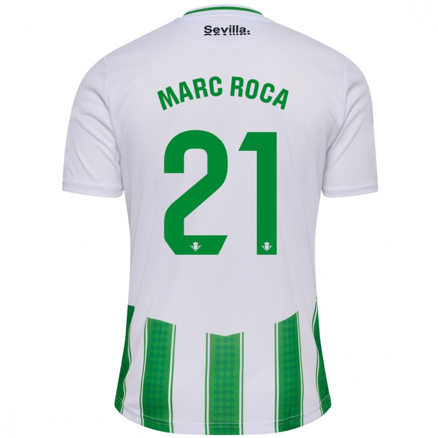 Kids Football Marc Roca #21 White Home Jersey 2023/24 T-Shirt Canada