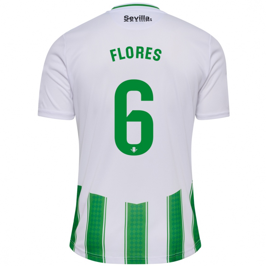 Kids Football Mateo Flores #6 White Home Jersey 2023/24 T-Shirt Canada