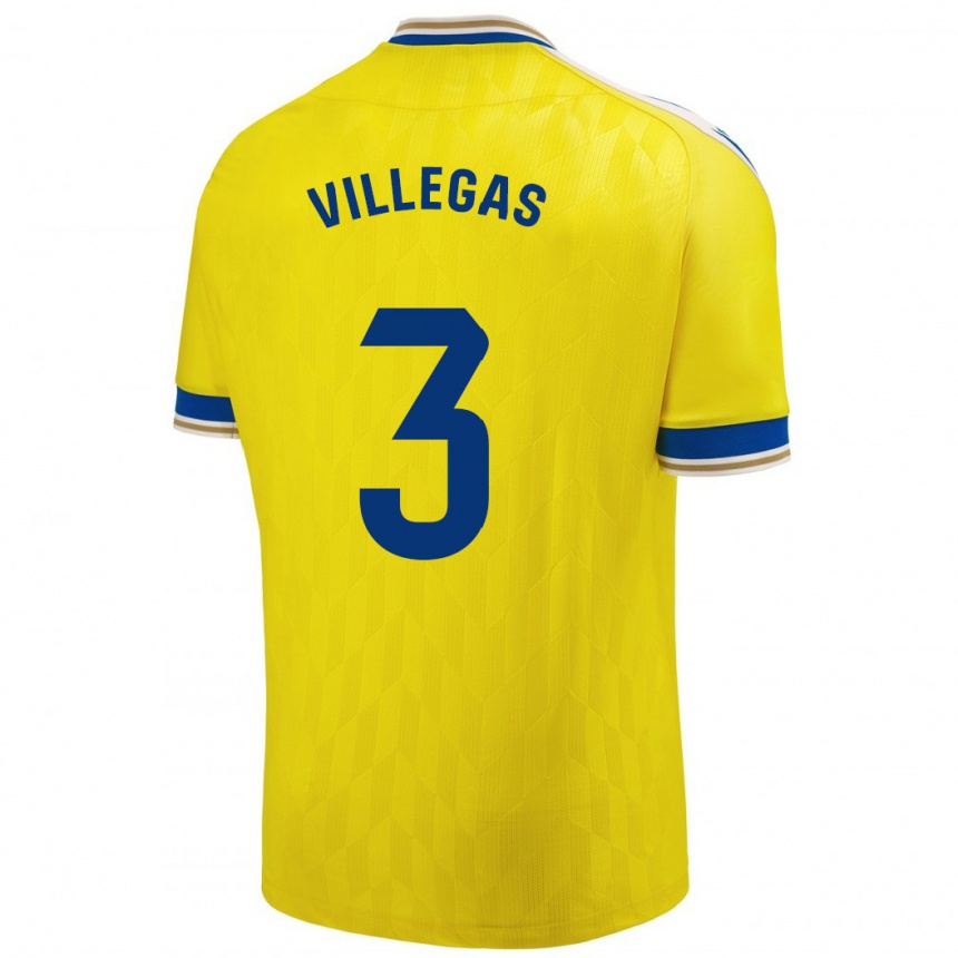 Kids Football Virginia Villegas Rico #3 Yellow Home Jersey 2023/24 T-Shirt Canada