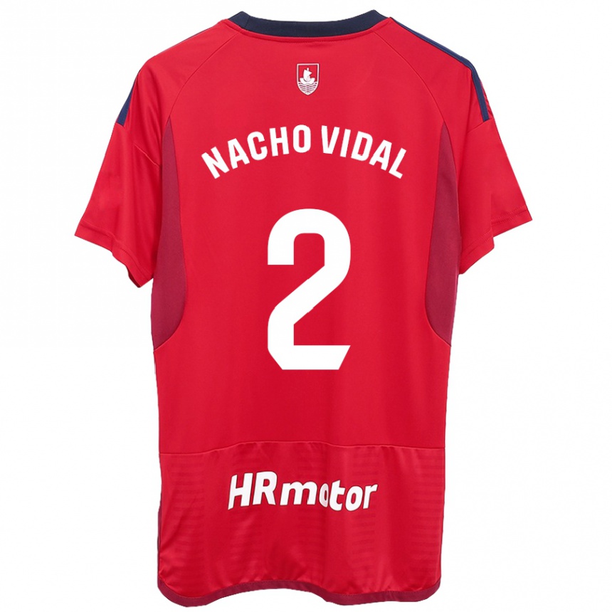 Kids Football Nacho Vidal #2 Red Home Jersey 2023/24 T-Shirt Canada