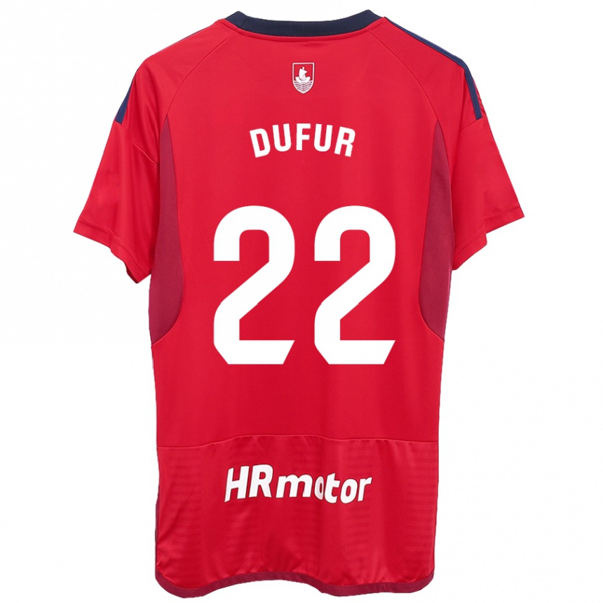 Kids Football Ander Dufur #22 Red Home Jersey 2023/24 T-Shirt Canada