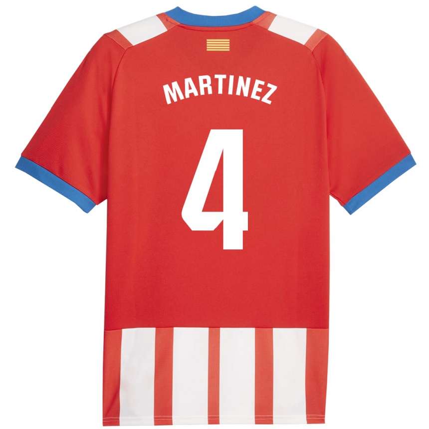 Kids Football Arnau Martínez #4 Red White Home Jersey 2023/24 T-Shirt Canada