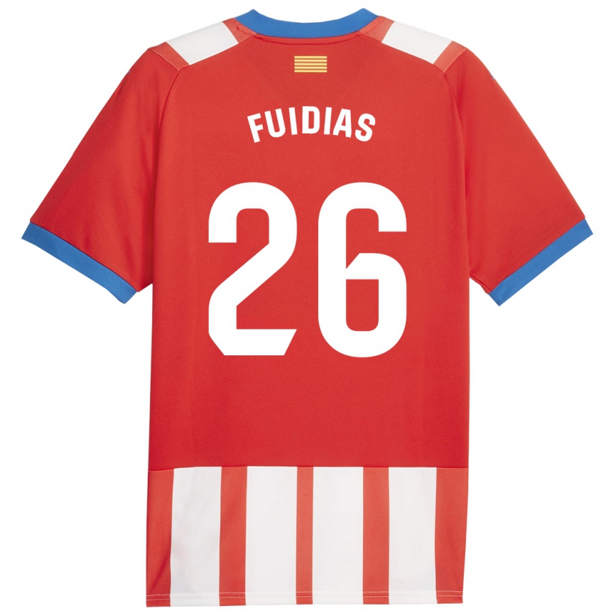 Kids Football Toni Fuidias #26 Red White Home Jersey 2023/24 T-Shirt Canada