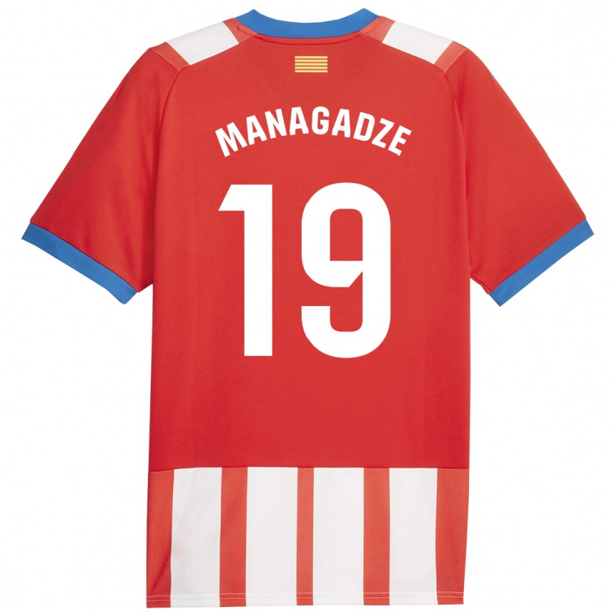 Kids Football Luka Managadze #19 Red White Home Jersey 2023/24 T-Shirt Canada