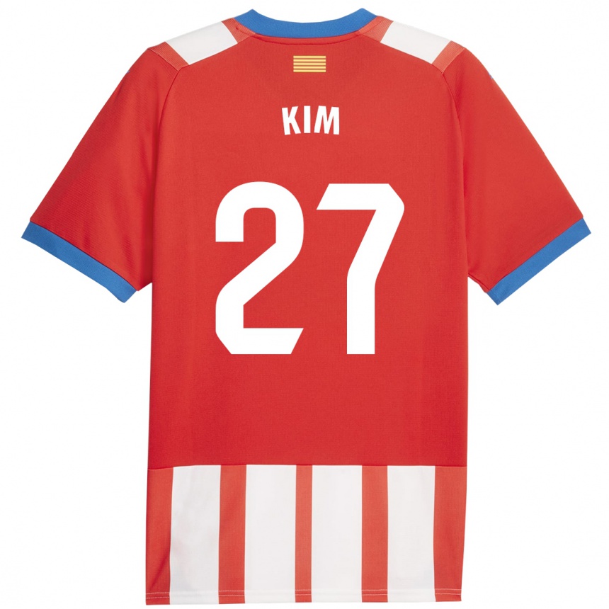 Kids Football Min-Su Kim #27 Red White Home Jersey 2023/24 T-Shirt Canada