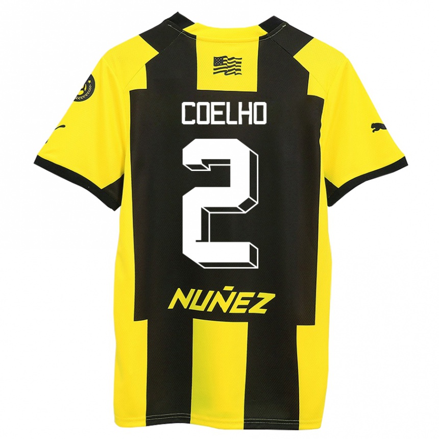 Enfant Football Maillot Léo Coelho #2 Jaune Noir Tenues Domicile 2023/24 Canada