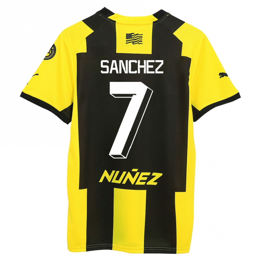 Kids Football Carlos Sánchez #7 Yellow Black Home Jersey 2023/24 T-Shirt Canada