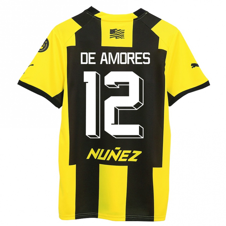 Kids Football Guillermo De Amores #12 Yellow Black Home Jersey 2023/24 T-Shirt Canada