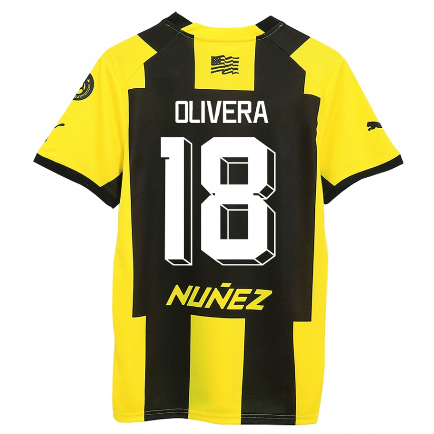 Kids Football Maximiliano Olivera #18 Yellow Black Home Jersey 2023/24 T-Shirt Canada