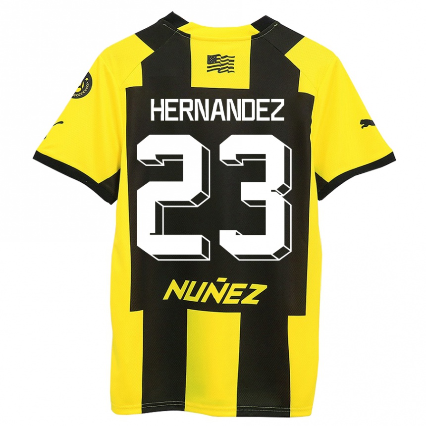 Kids Football Abel Hernández #23 Yellow Black Home Jersey 2023/24 T-Shirt Canada