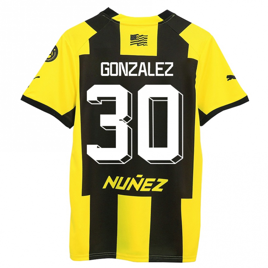 Enfant Football Maillot Ángel González #30 Jaune Noir Tenues Domicile 2023/24 Canada