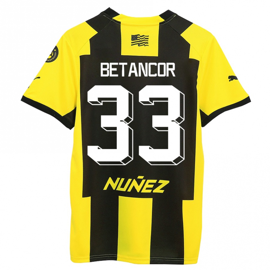 Kids Football Bruno Betancor #33 Yellow Black Home Jersey 2023/24 T-Shirt Canada