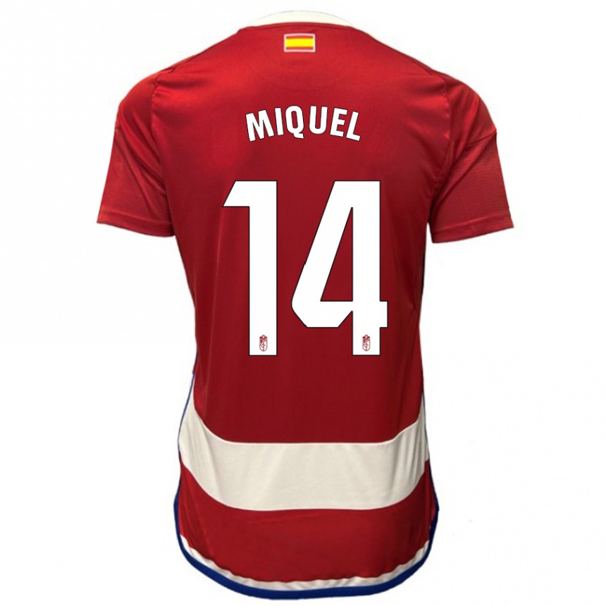 Kids Football Ignasi Miquel #14 Red Home Jersey 2023/24 T-Shirt Canada