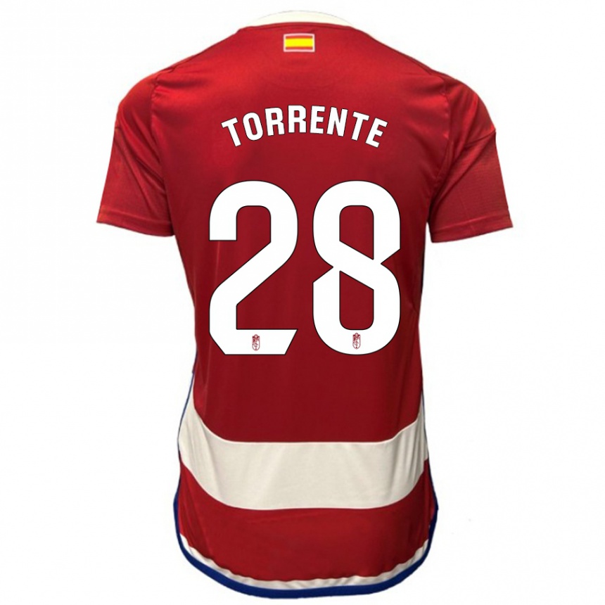 Kids Football Raúl Torrente #28 Red Home Jersey 2023/24 T-Shirt Canada