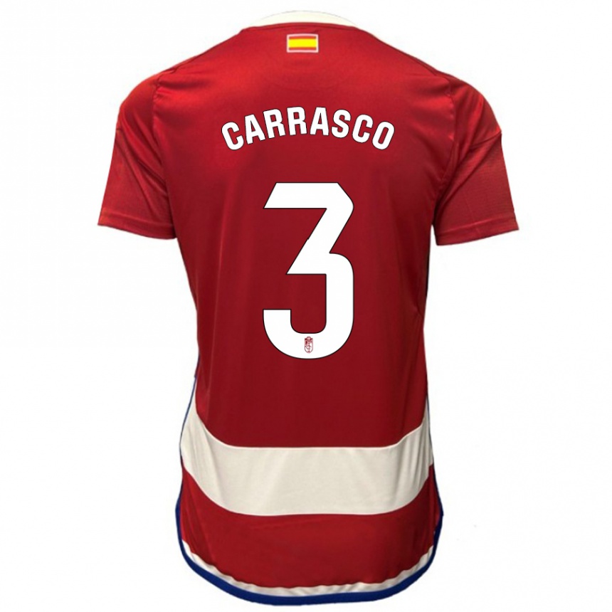 Kids Football Marta Carrasco #3 Red Home Jersey 2023/24 T-Shirt Canada