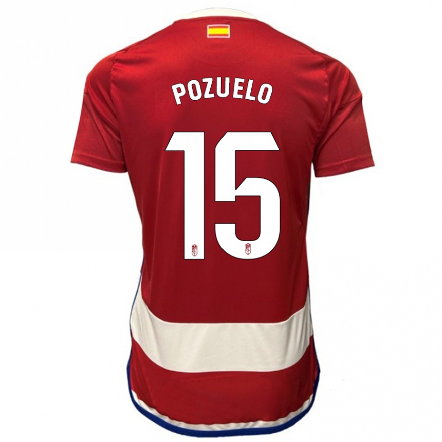 Kids Football Esther Martín-Pozuelo #15 Red Home Jersey 2023/24 T-Shirt Canada