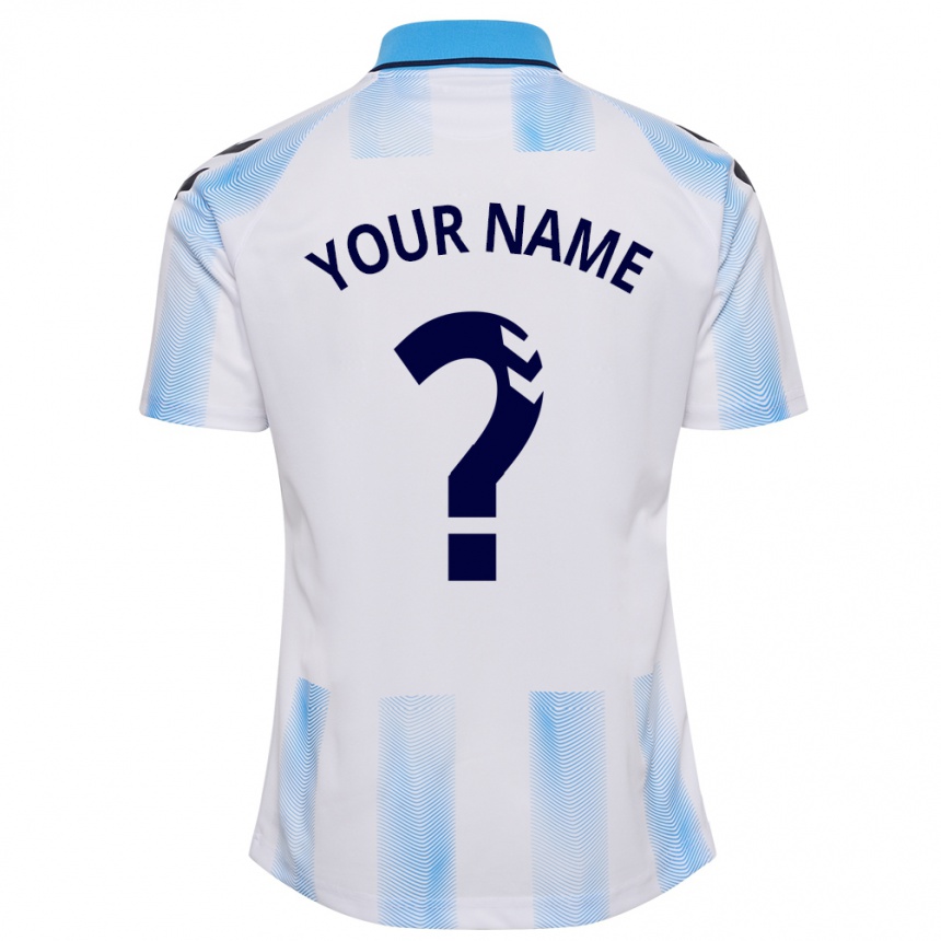 Kids Football Your Name #0 White Blue Home Jersey 2023/24 T-Shirt Canada