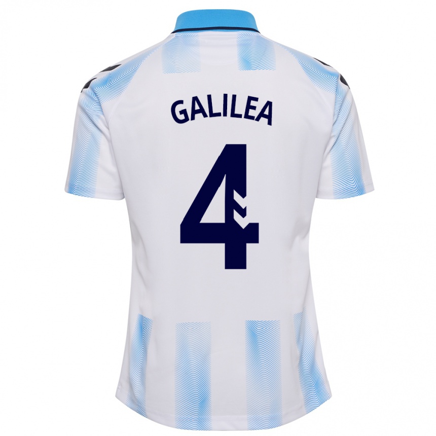 Enfant Football Maillot Einar Galilea #4 Blanc Bleu Tenues Domicile 2023/24 Canada