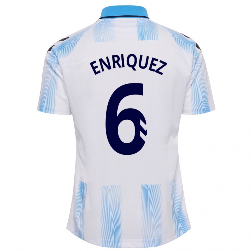 Kids Football Ramón Enríquez #6 White Blue Home Jersey 2023/24 T-Shirt Canada