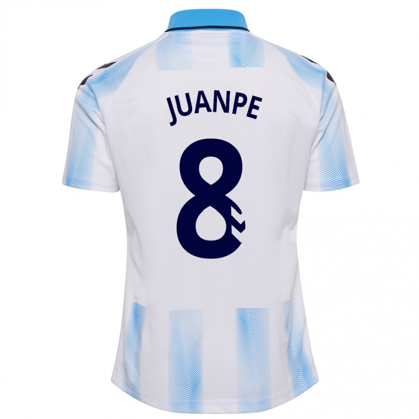 Kids Football Juanpe #8 White Blue Home Jersey 2023/24 T-Shirt Canada