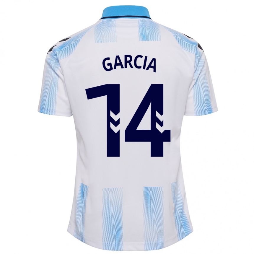 Kids Football Víctor García #14 White Blue Home Jersey 2023/24 T-Shirt Canada