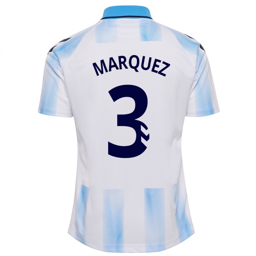 Kids Football David Márquez #3 White Blue Home Jersey 2023/24 T-Shirt Canada