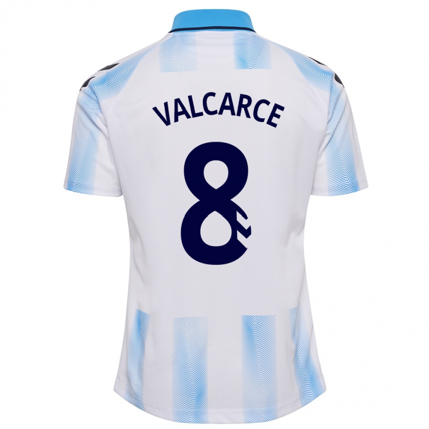 Enfant Football Maillot Alejandro Valcarce #8 Blanc Bleu Tenues Domicile 2023/24 Canada